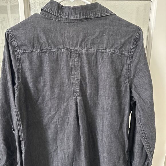 Black Denim Button Down Shirt Apt. 9 Women’s Medium Long - Picture 8 of 11